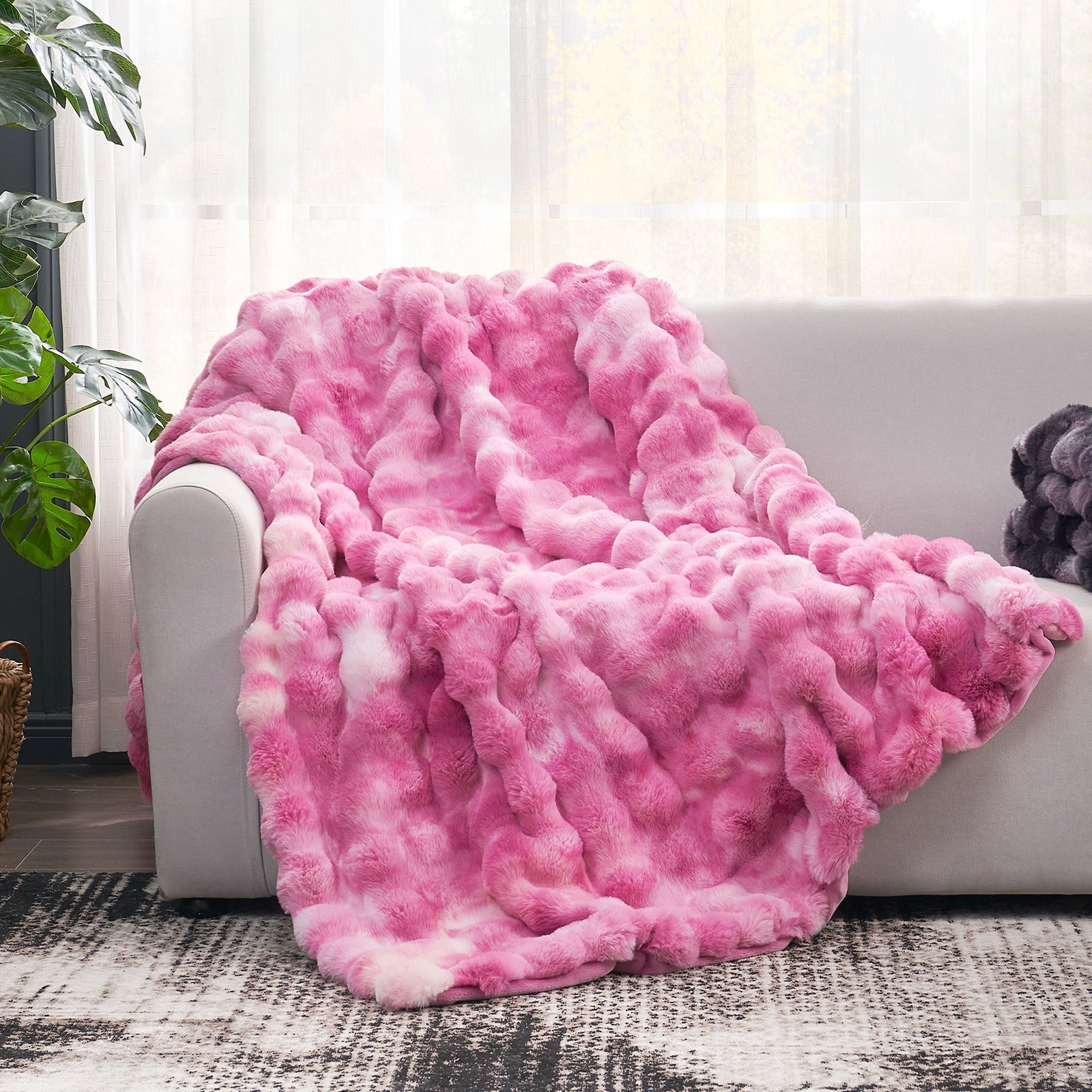 Tie-Dye Faux Fur Throw