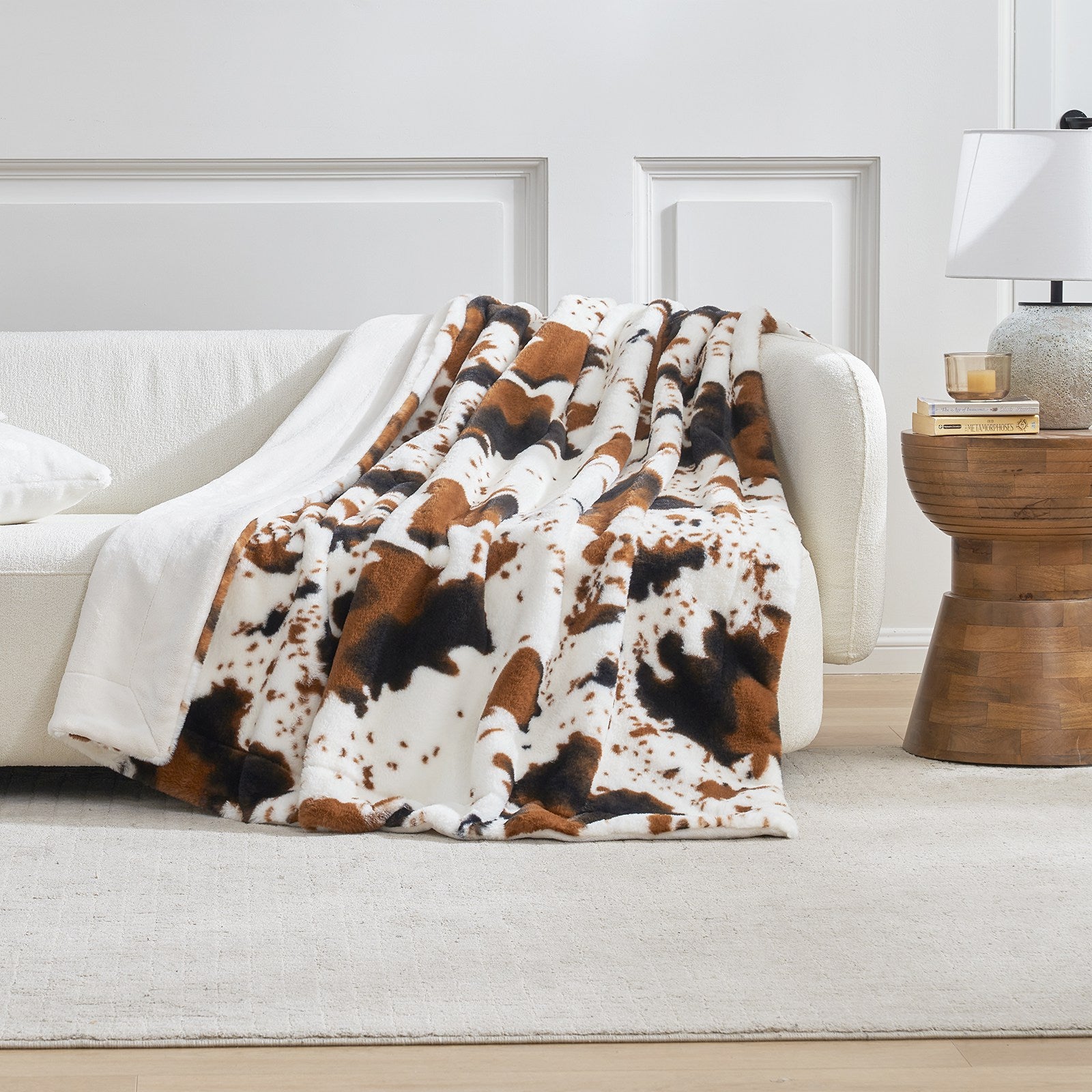 Cow Faux Fur Throw