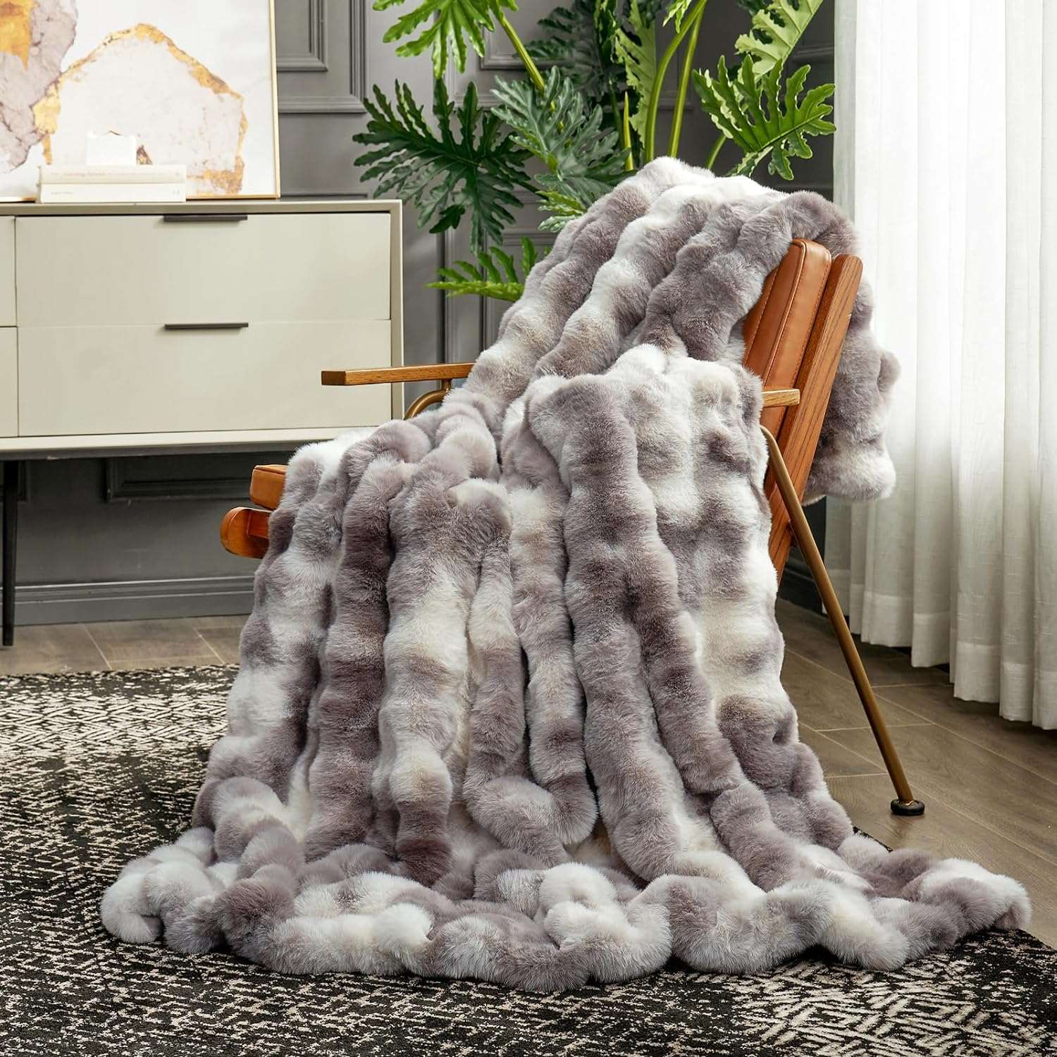 Tie-Dye Faux Fur Throw