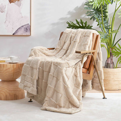Checkboard Faux Fur Throw